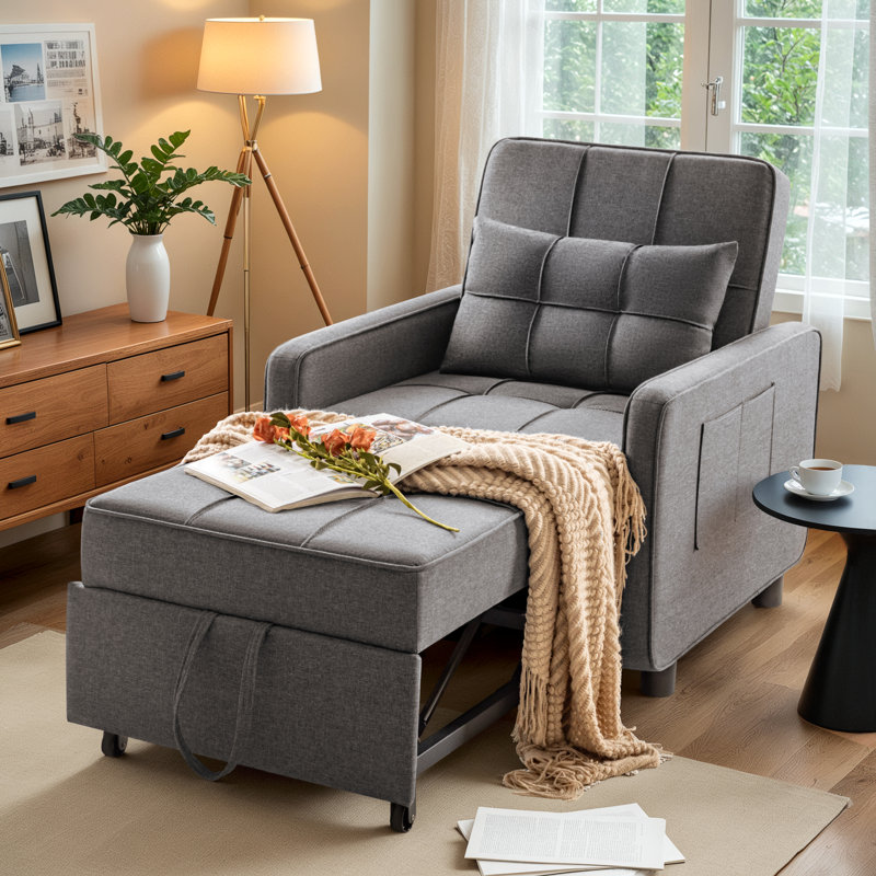 Ebern Designs the Sleeper Long Convertible Sofa Bed, Versatile Comfort, Multi-functional Sofa ...